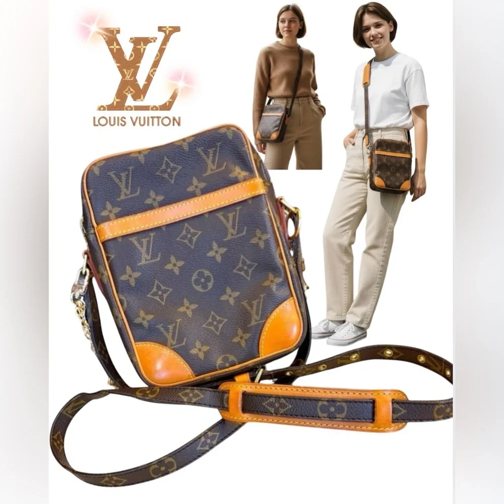 LOUIS VUITTON Danube Crossbody w/Box, Dust Bag, 1 Ribbon, 2 Bag Charms & COA.EUC